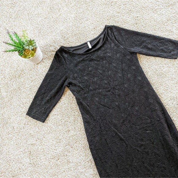 ⭐PinkBlush Midi Long Lace Fitted Black Dress Maternity Medium⭐ - Picture 3 of 8